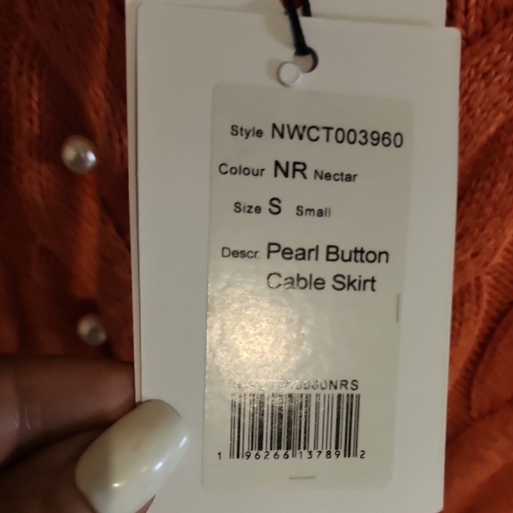 Naadam Pearl Button Cable Knit Skirt Nectar Size S - Picture 2 of 5